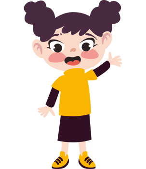 A cartoon girl with her hands up png