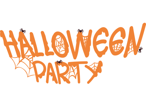 halloween party words with spider isolated illustration png