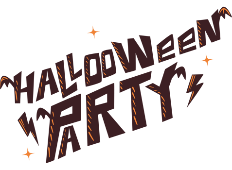 halloween party typography isolated illustration png