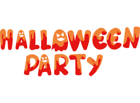 halloween party calligraphy isolated illustration png