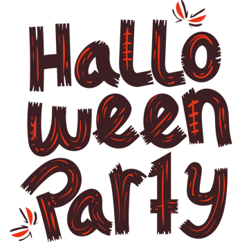 halloween party inscription isolated illustration png