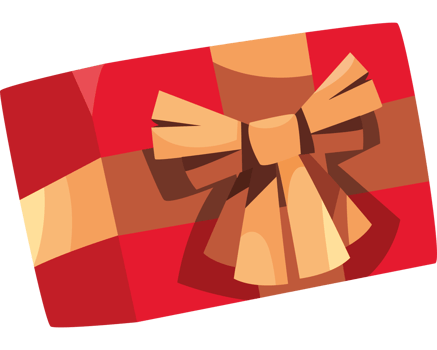 A red gift box with a bow illustration isolated png