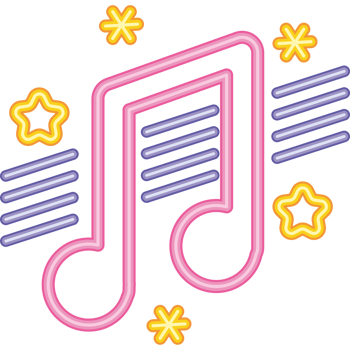 Music note icon with stars and music notes png