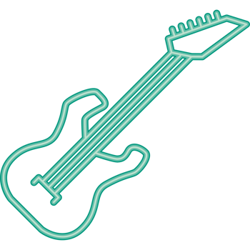 A neon guitar icon on a black background png