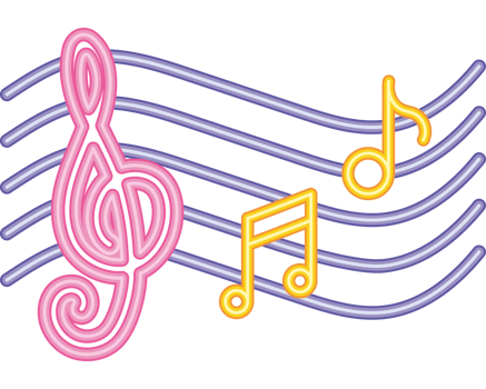 neon music stave illustration design png