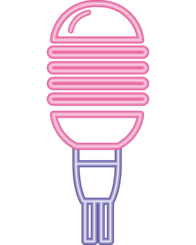 A neon pink microphone icon png