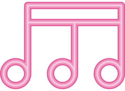 A pink music note icon on a black background png