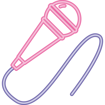 neon music microphone with cable illustration png