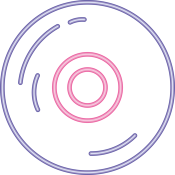A neon pink and purple disc icon png