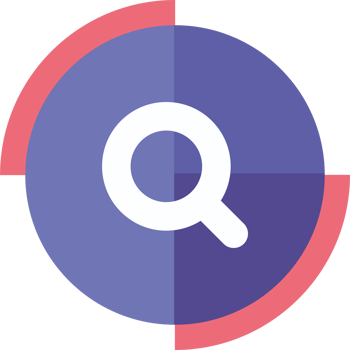 A purple and pink circle with a magnifying glass png