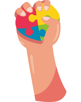 A hand holding a puzzle piece with a heart png