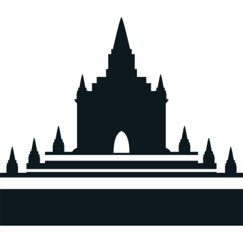 The silhouette of a temple in black and white png