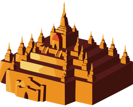 An illustration of a golden pagoda png