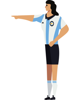 An argentina soccer player pointing at something png