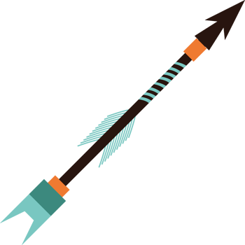 An arrow with a long, curved tip png