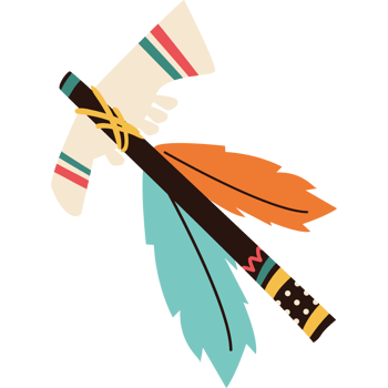 A native american style axe with feathers on it png