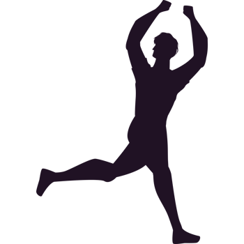 A silhouette of a man running with his arms outstretched png