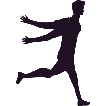 A silhouette of a man running with his arms outstretched png