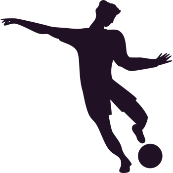 Silhouette of a soccer player kicking the ball png