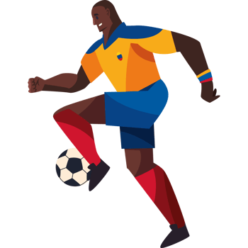 A cartoon soccer player in yellow and blue png