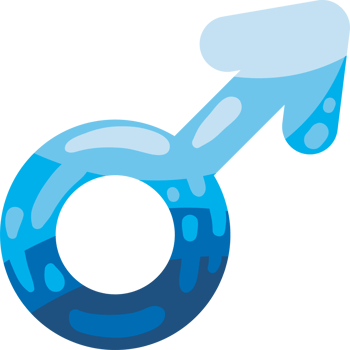 A blue male symbol with a water droplet png