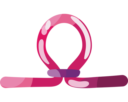 A pink balloon with a handle on it png