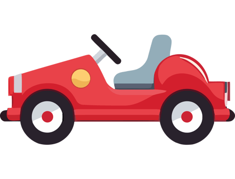 A red car with a white top and a black background png
