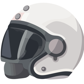 White helmet with a black visor icon isolated png