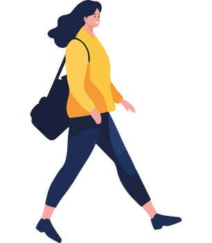 A woman walking with a bag png