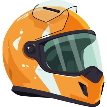 Orange protective sports helmet icon design png