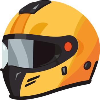 A helmet with a yellow and black design icon isolated png