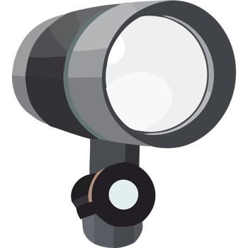 A flashlight with a light on it png