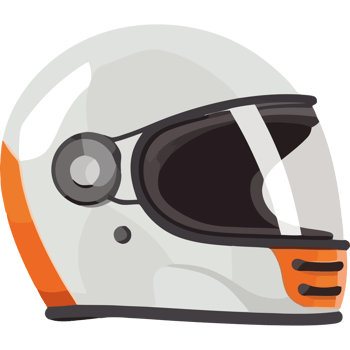 A helmet with orange and white stripes png