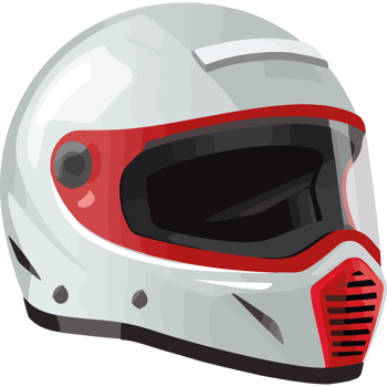 White helmet with red accents icon isolated design png
