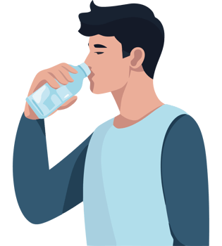 A man drinking water from a bottle png