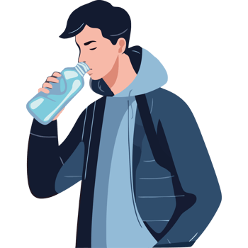 A man drinking water from a bottle png