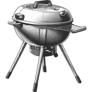 A barbecue grill with a black background png