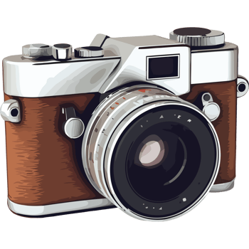An old camera with a brown and white background png