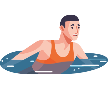 A man is swimming in the water png