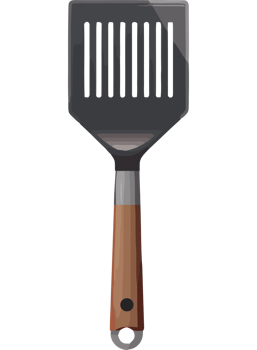 Wooden spatula for grill icon isolated png