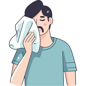 Illustration of man blowing his nose png