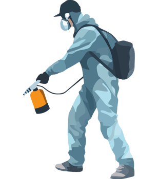 A man in a protective suit spraying a sprayer png