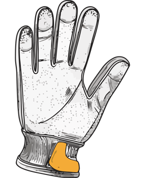 A glove with a yellow and orange band on it png