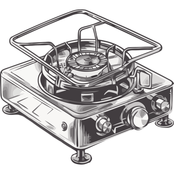 A drawing of a gas stove on a black background png