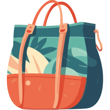 A colorful bag with a handle and straps png