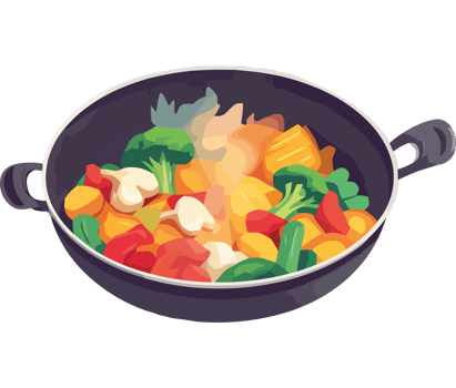 A pan full of vegetables and other ingredients png