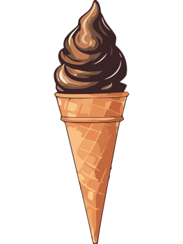 Sweet summer treat chocolate waffle cone sundae icon isolated png