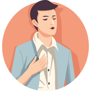 Illustration of a man with chest pain png