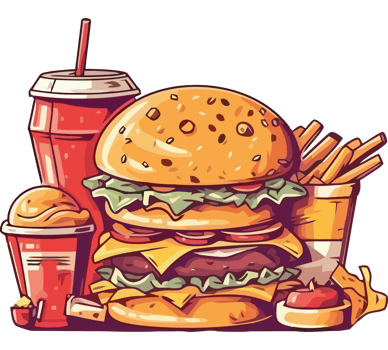 Fast food burger and fries illustration png