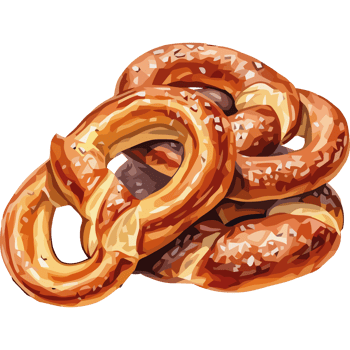 Crunchy pretzel snack, baked for freshness icon isolated png
